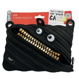 Zipit Grillz 3 Ring Pouch Black Monster Pencil Case Zipper Eyes Kids
